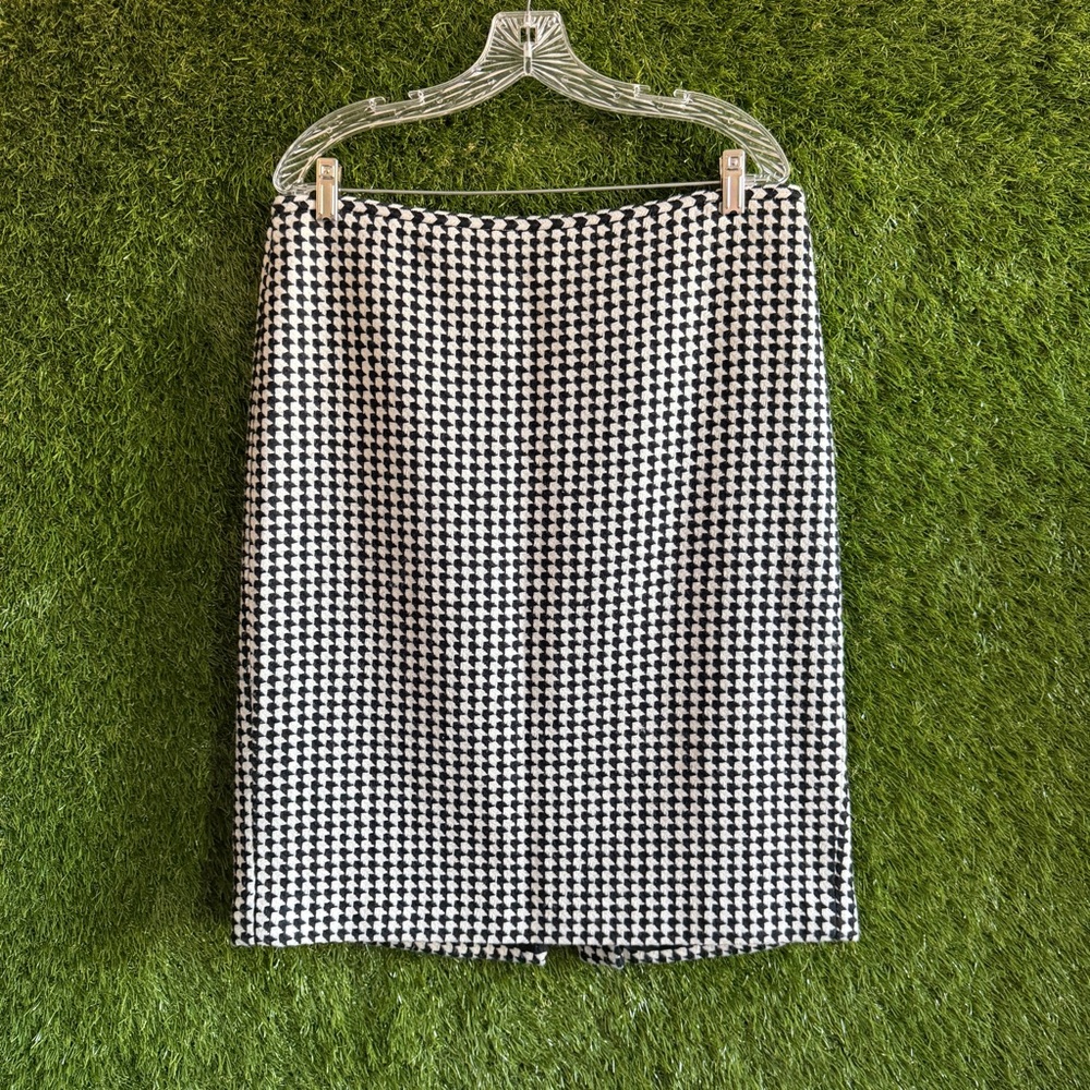 Loft Houndstooth Pencil Skirt Wool Blend Office